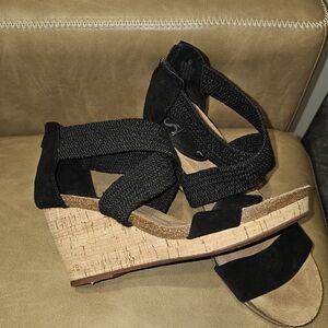 Black Wedge Sandals
